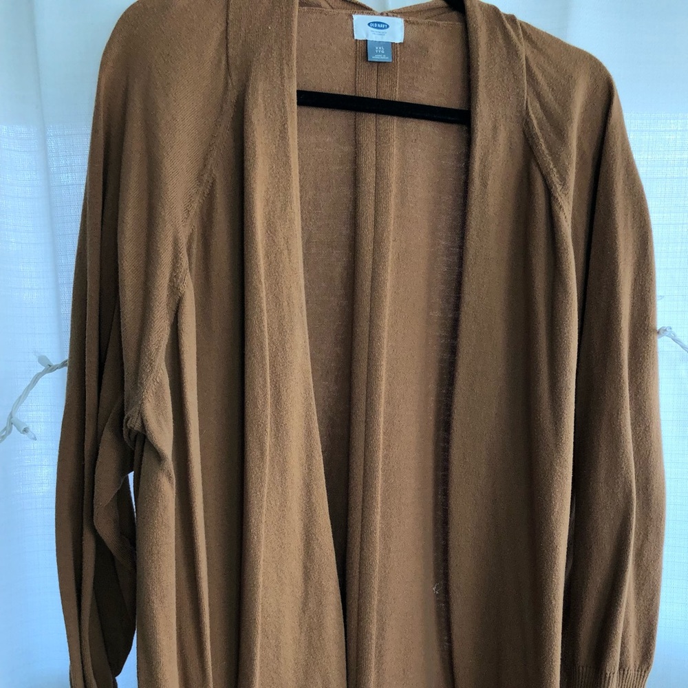 Long camel colored cardigan